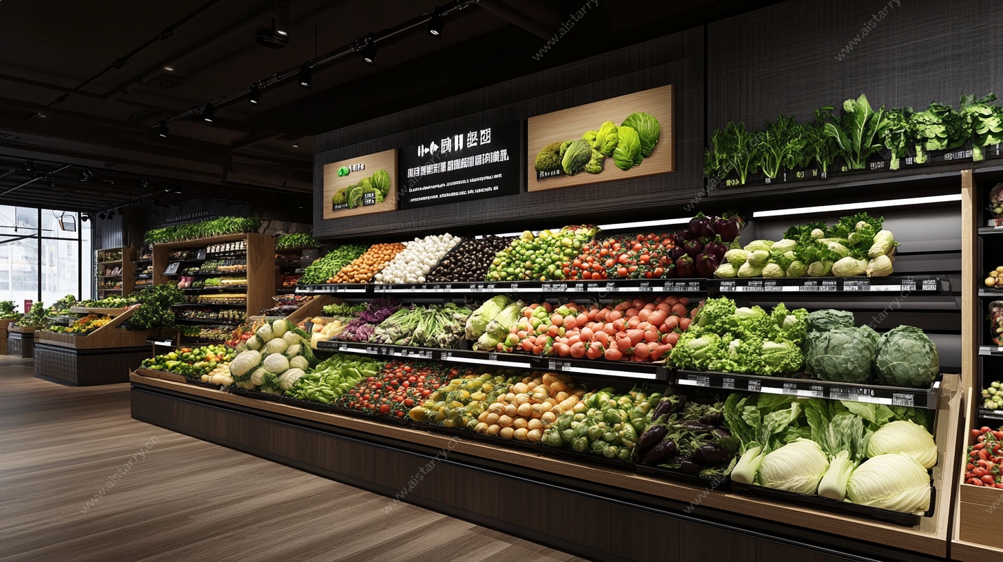 现代风蔬果超市陈列展示