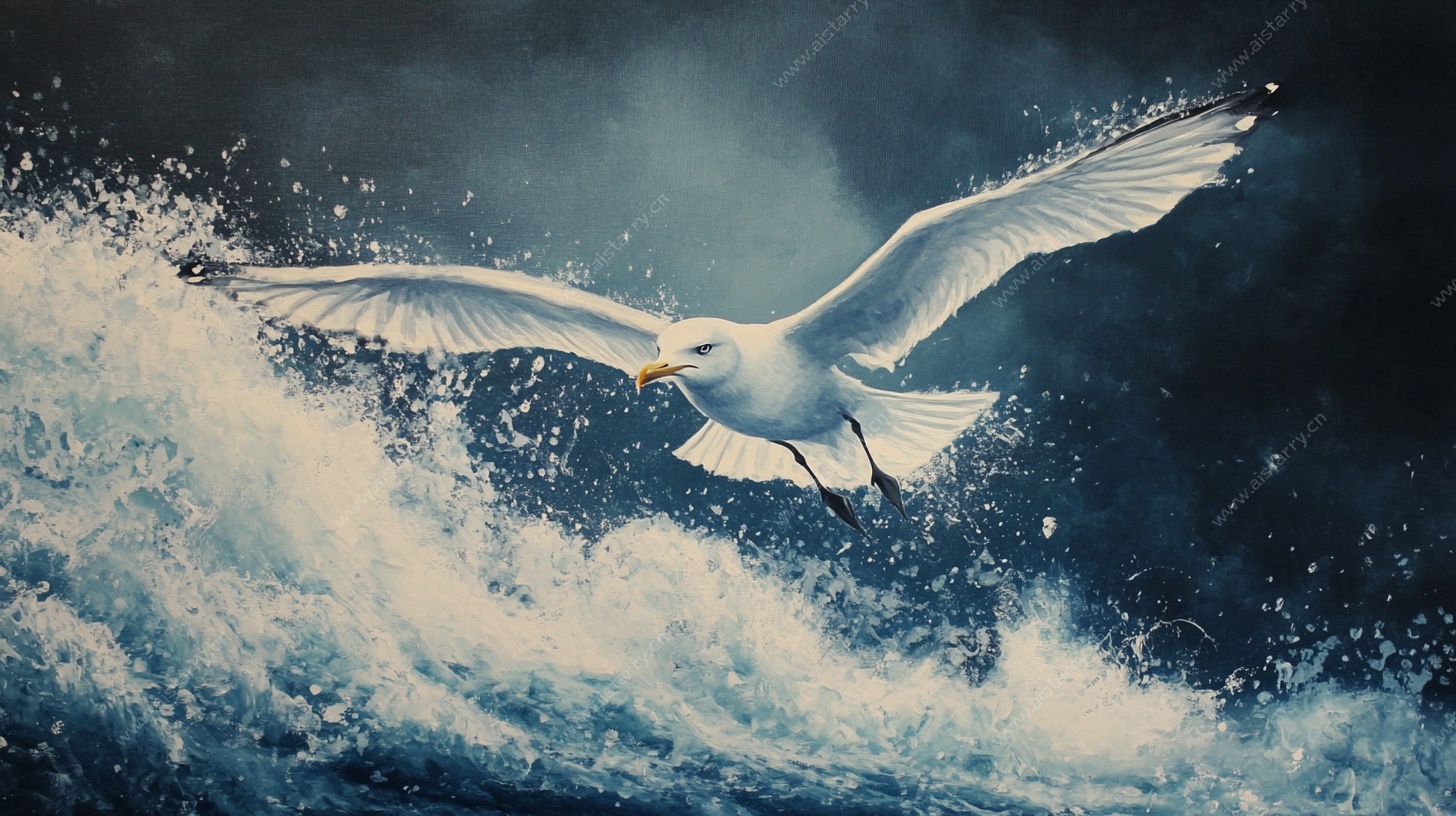 海鸥翔于波涛之上