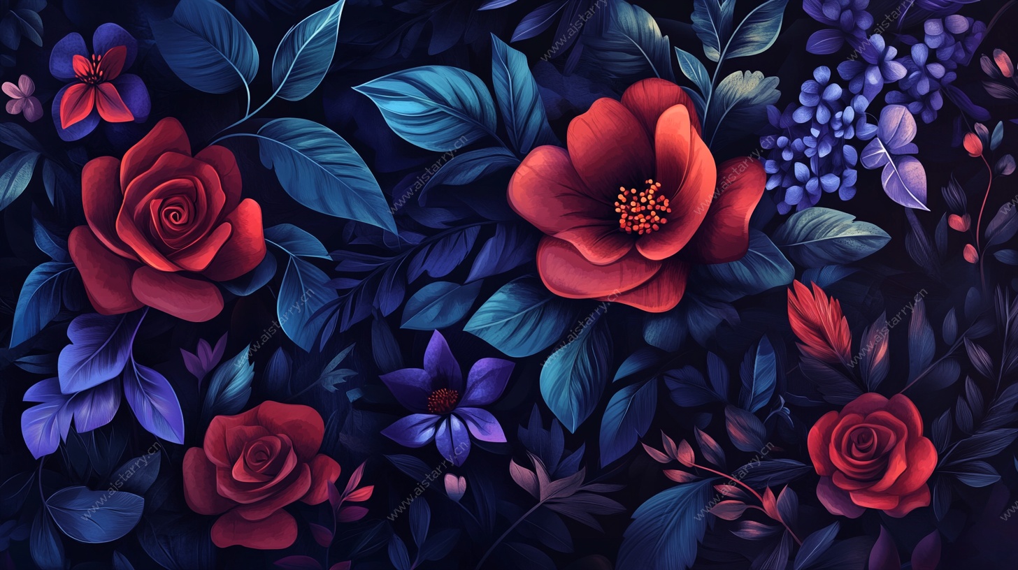 暗夜花卉图案