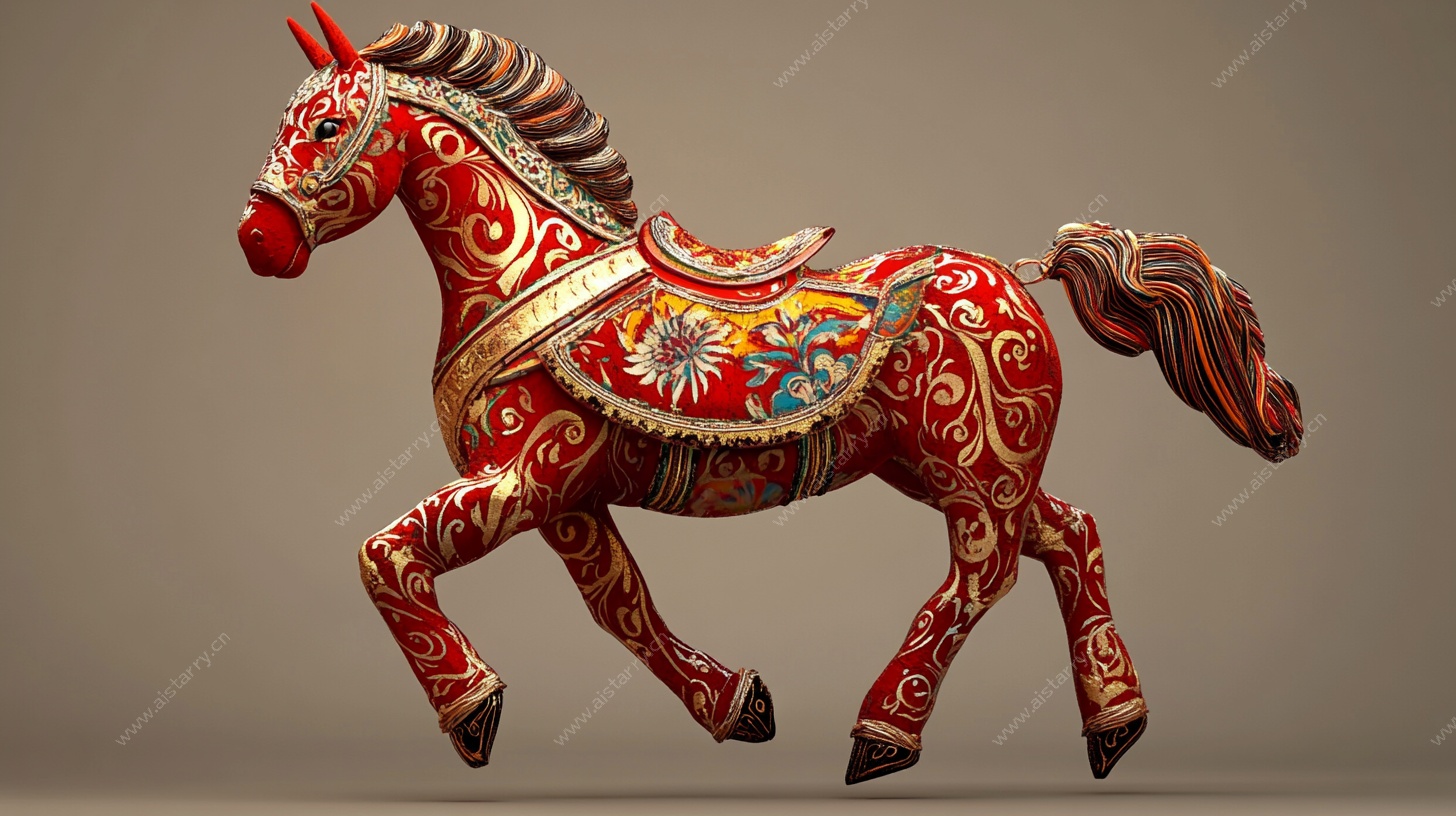 彩绘奔跑木马