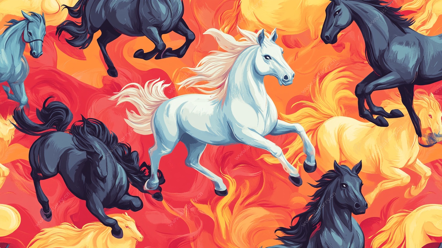 群马奔腾火焰背景图案
