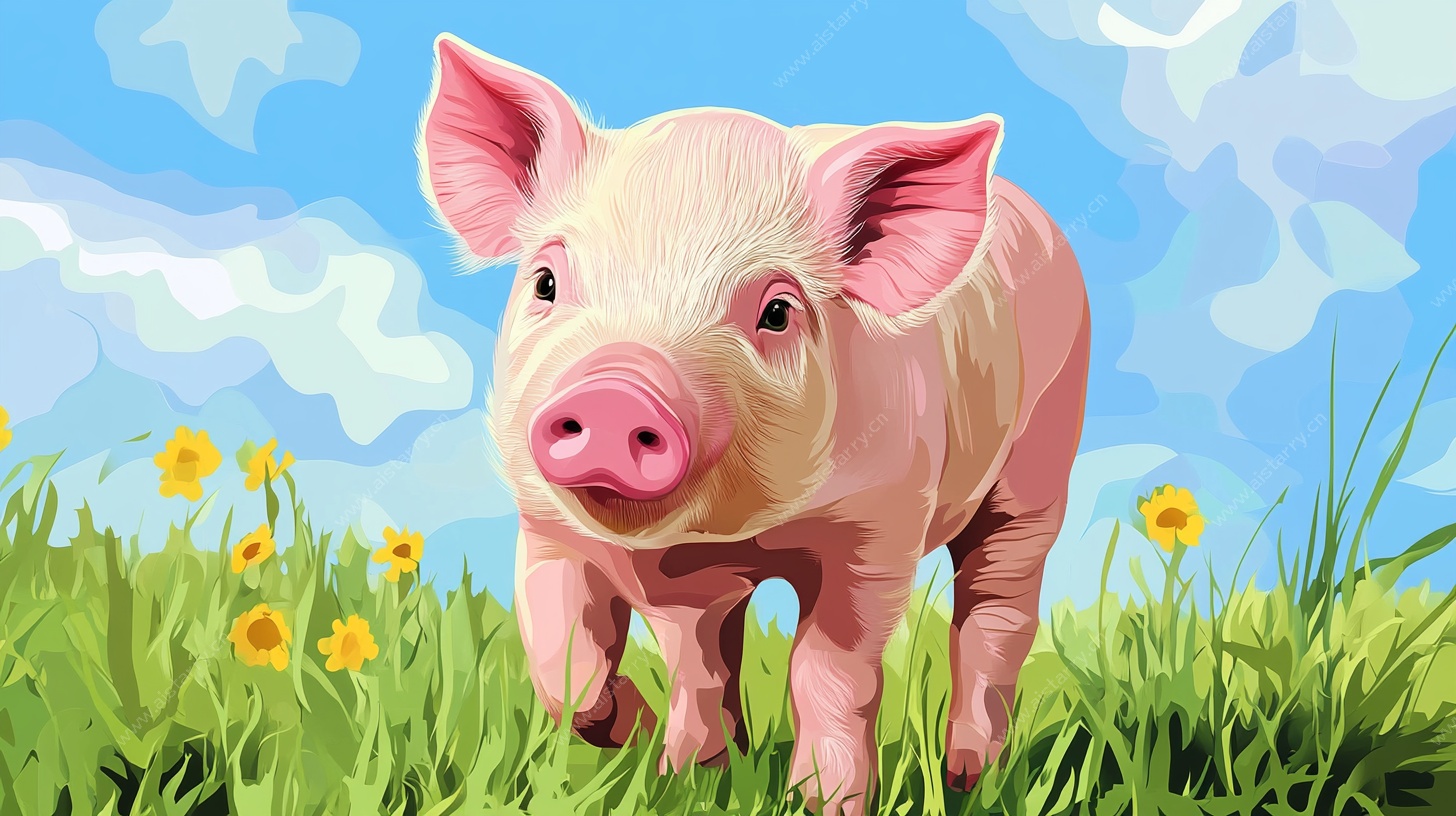 田野中的可爱小猪