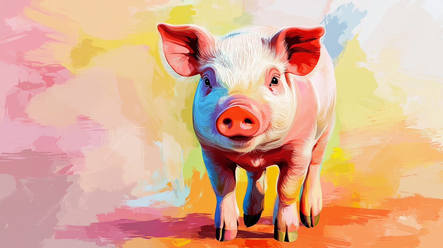 彩色卡通小猪形象