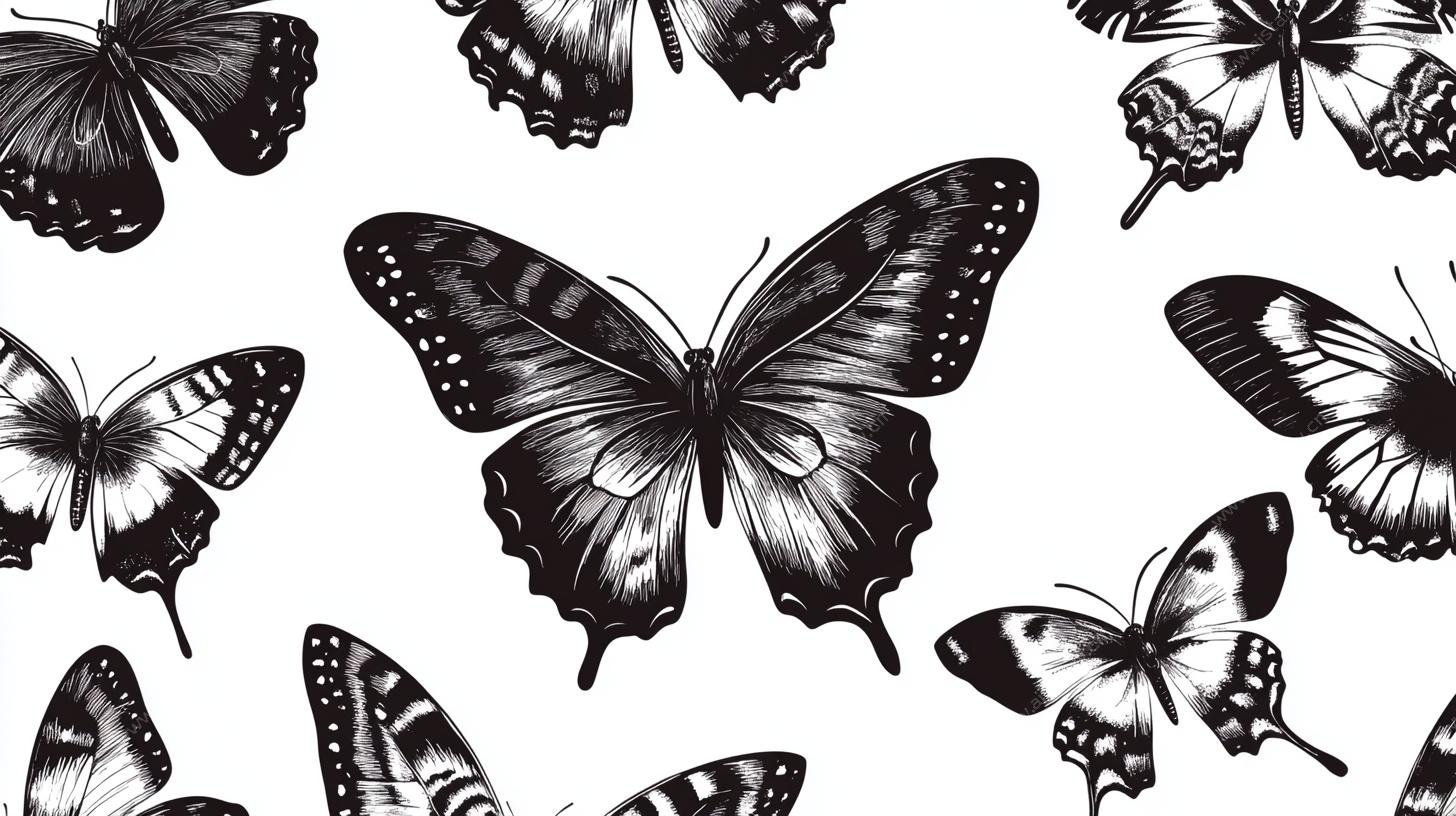 黑白蝴蝶图案