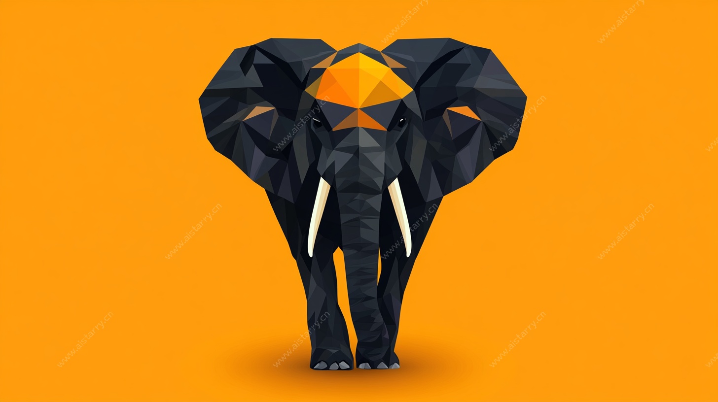 几何风格大象插画
