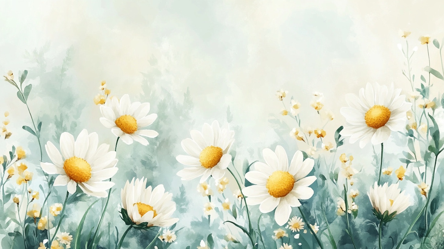 梦幻雏菊花卉风景图