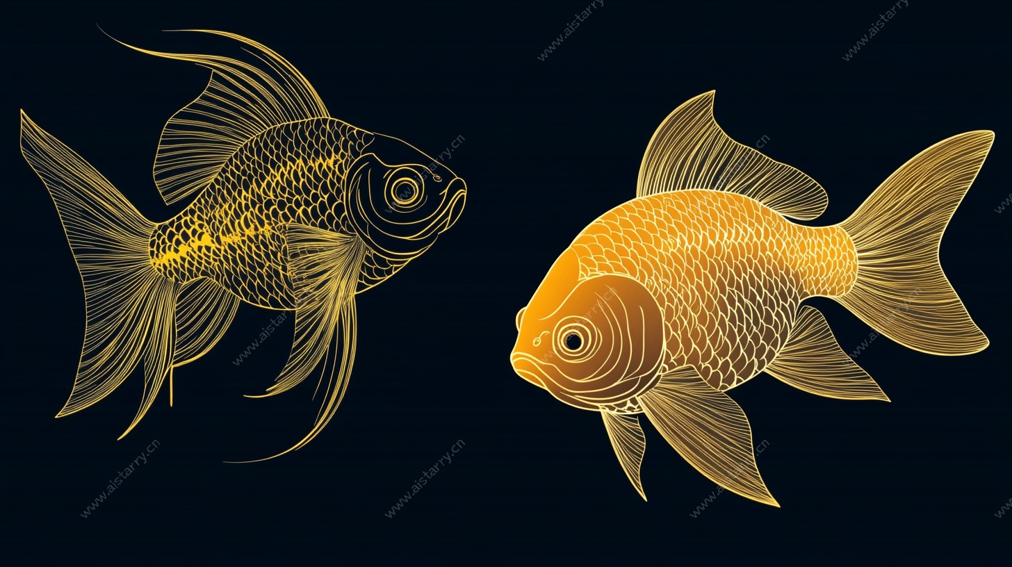 两条精致金鱼插画