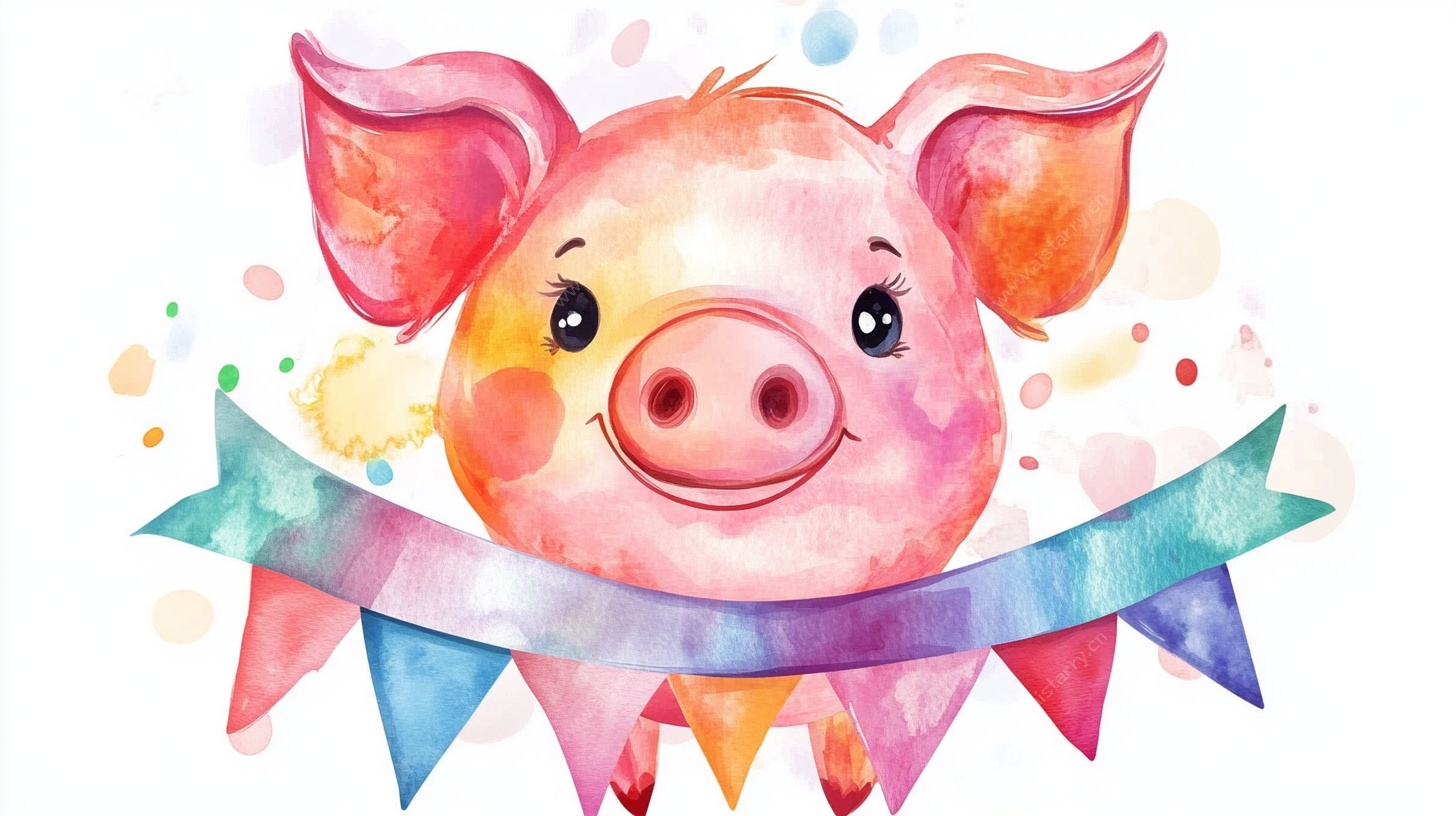 水彩小猪头像