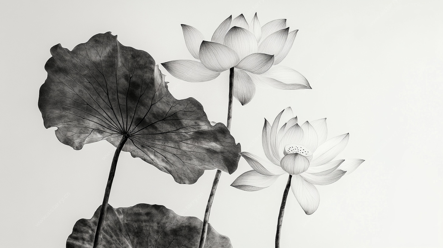 水墨荷花图