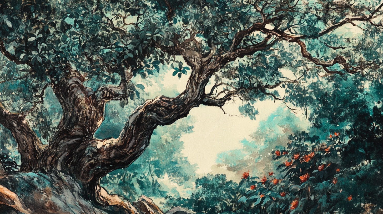 古老大树的奇幻森林景象