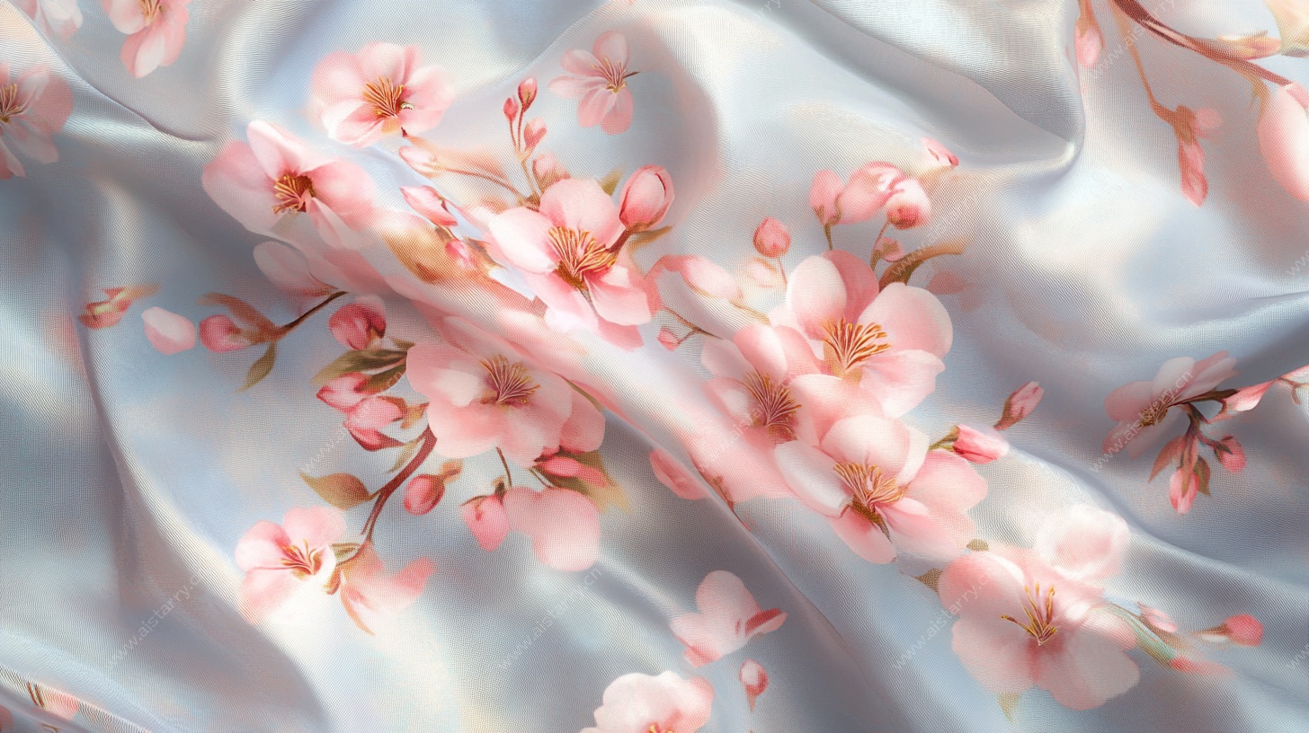 樱花印花丝绸面料