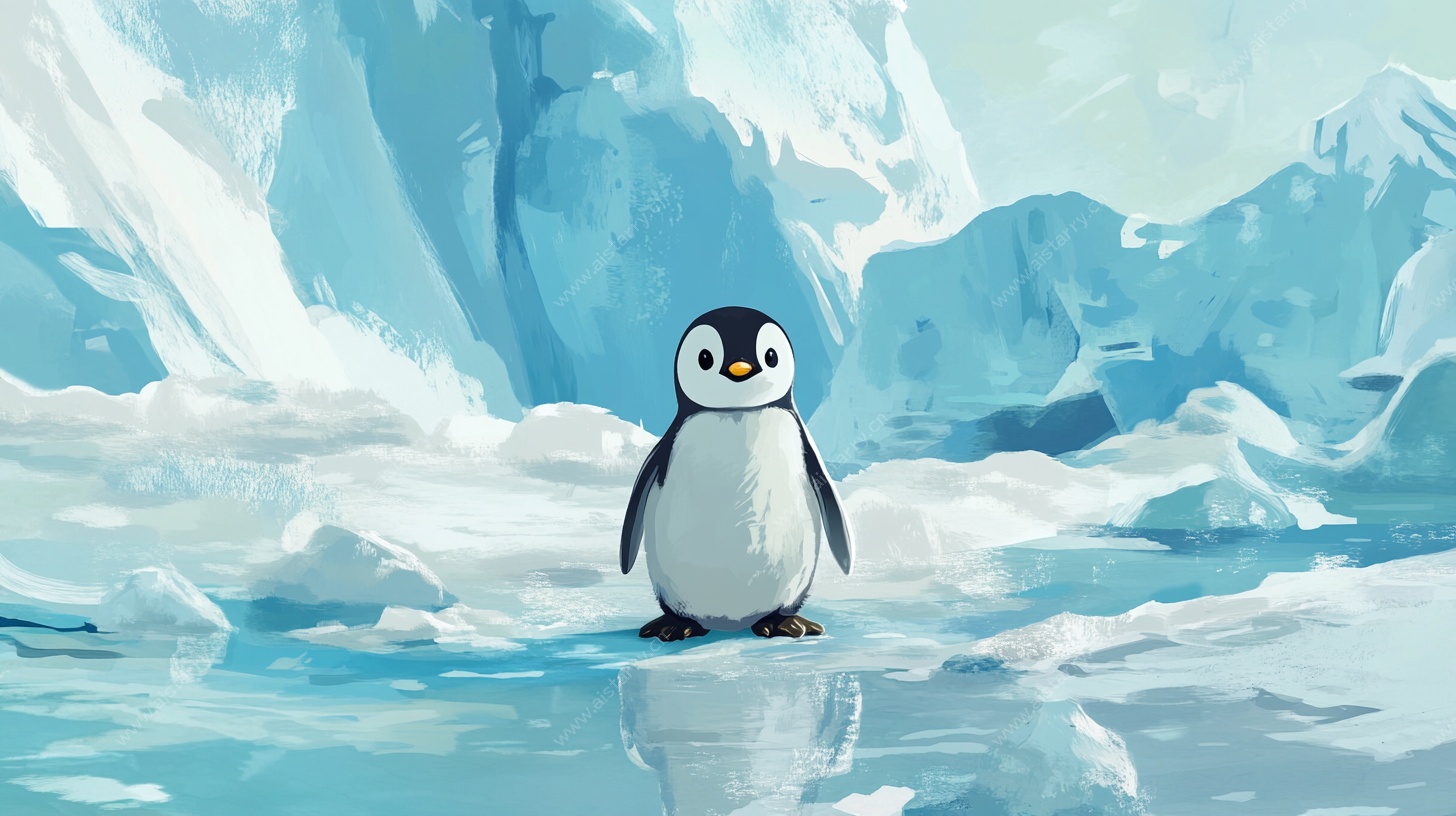 冰原上的可爱小企鹅