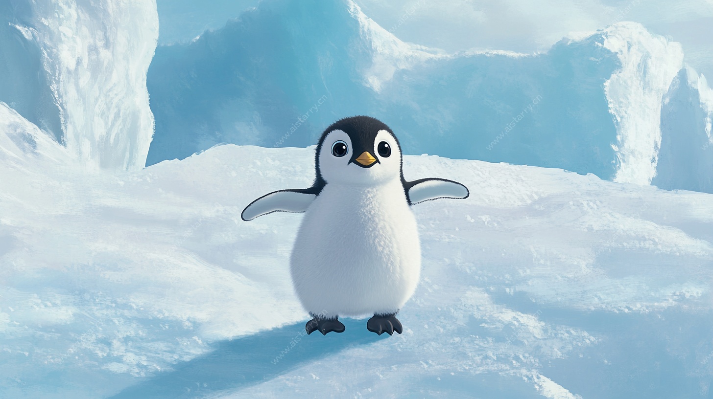 可爱小企鹅在冰雪世界