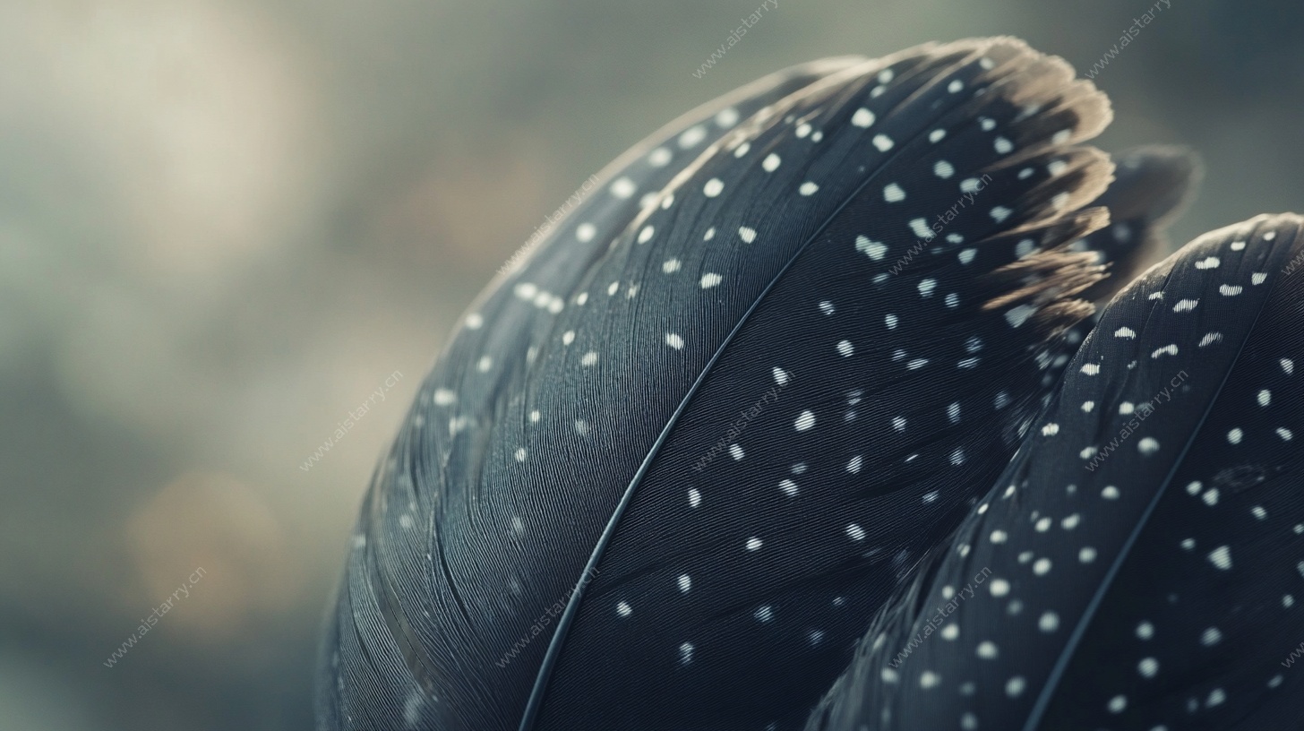 特写 带白点的精美羽毛