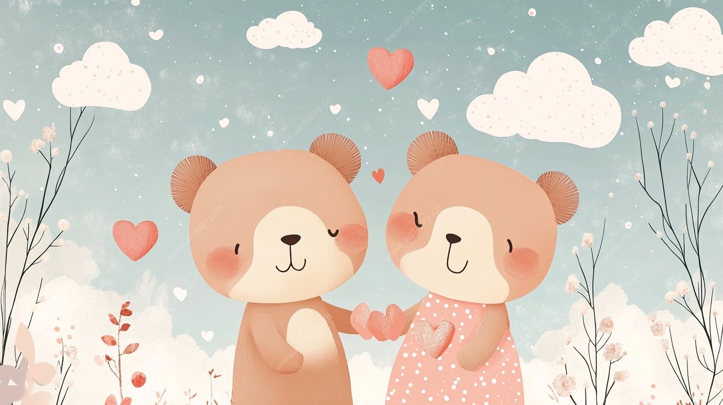 甜蜜小熊情侣温馨场景