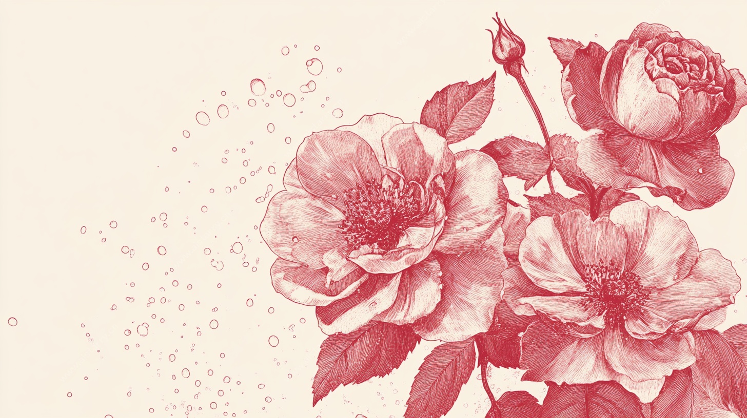 手绘粉色玫瑰花卉背景图