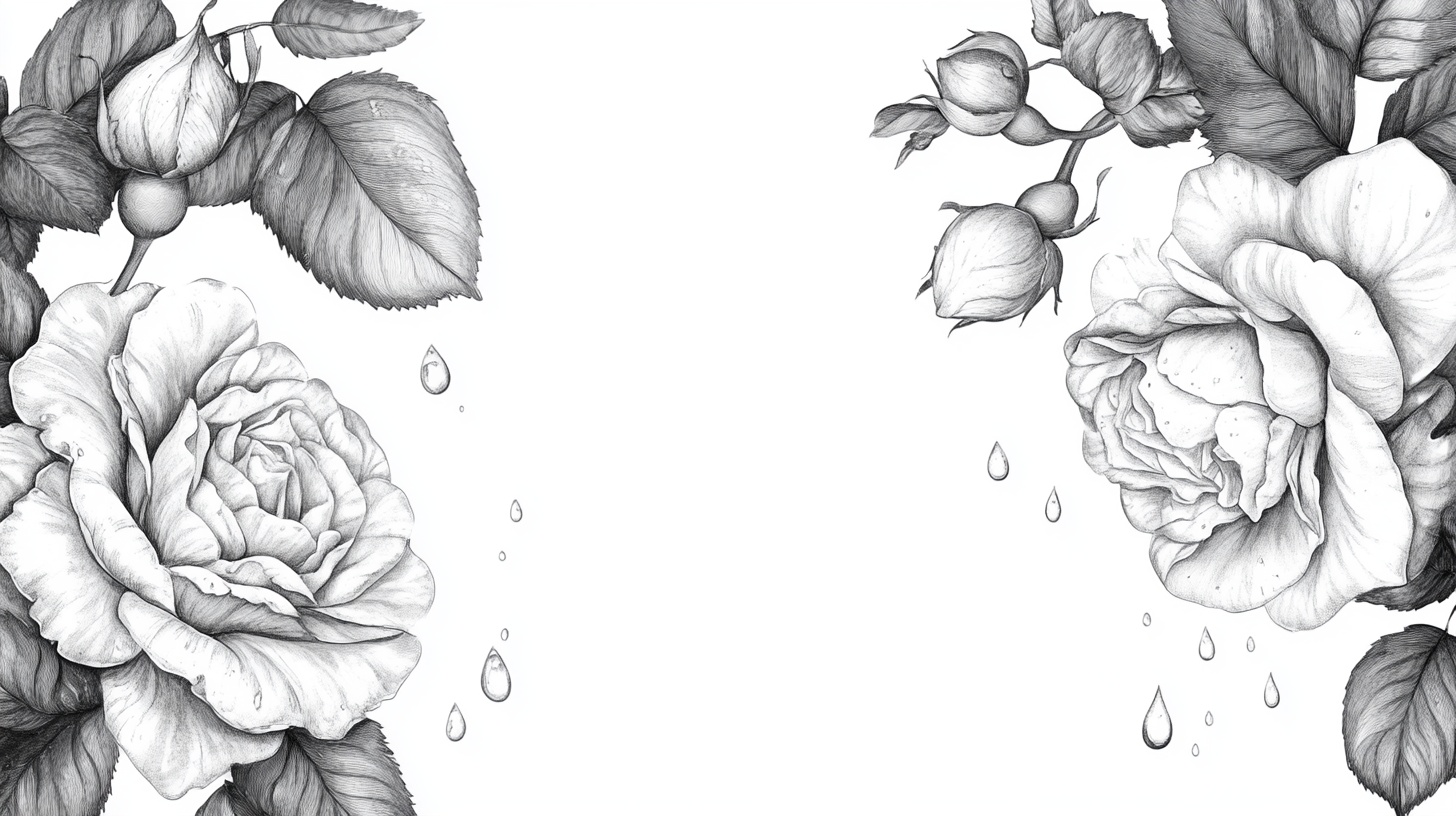 黑白手绘玫瑰装饰图案