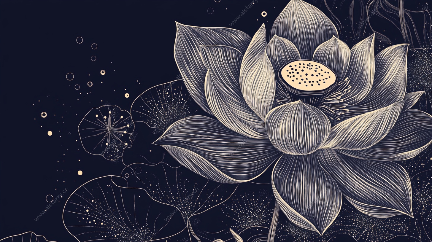 水墨风莲花插画