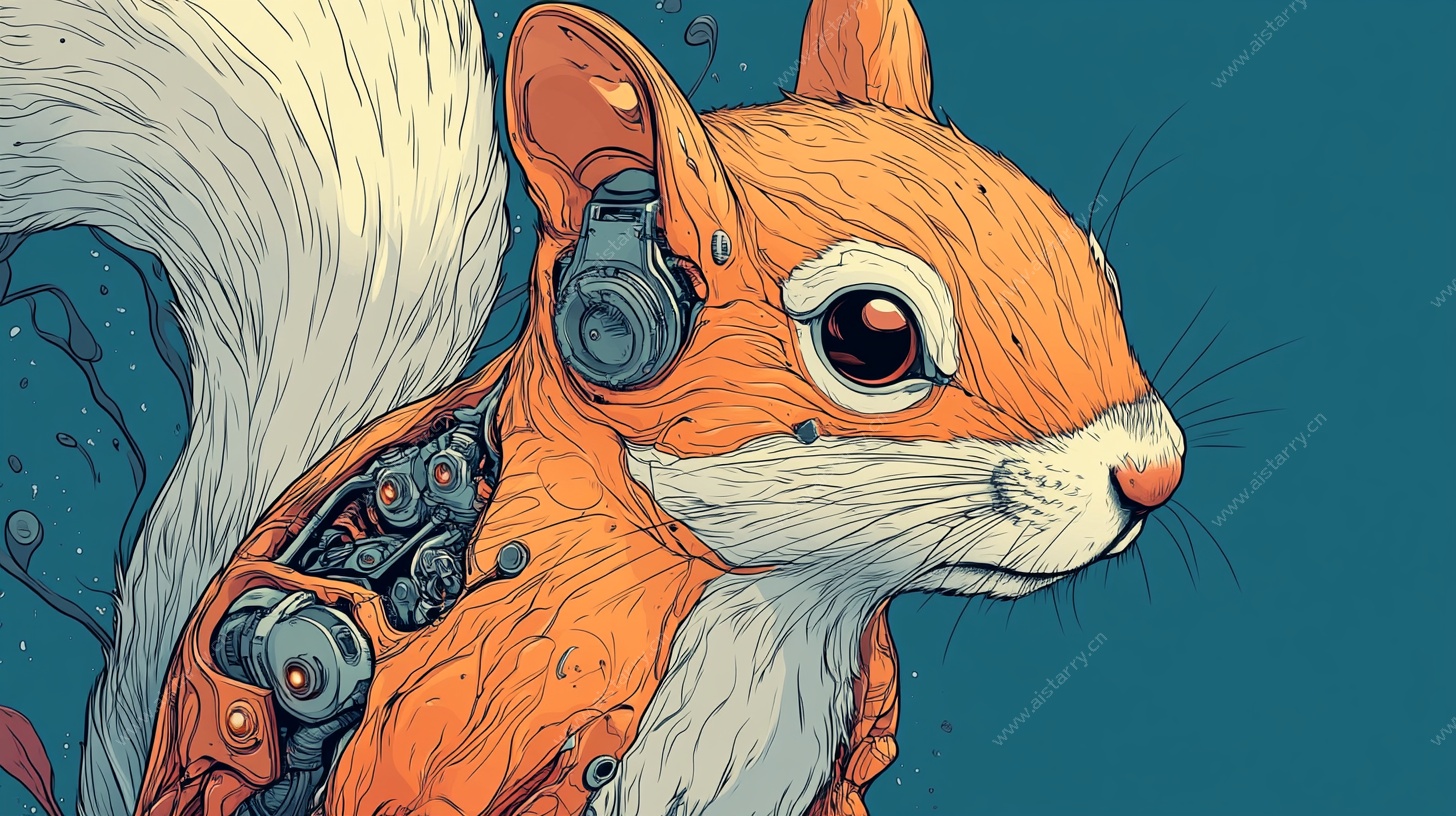 机械松鼠插画