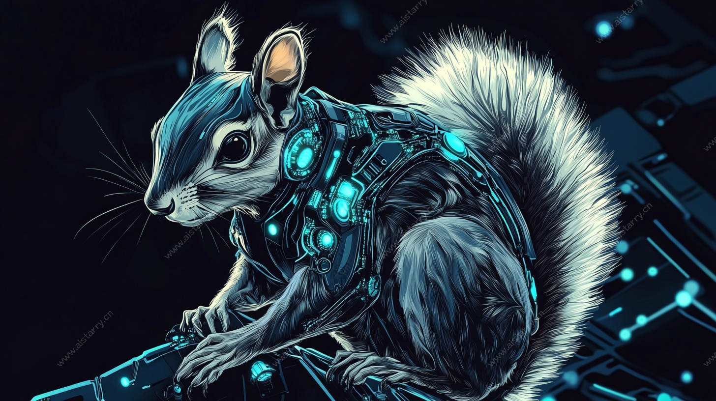 机械松鼠科幻风插画