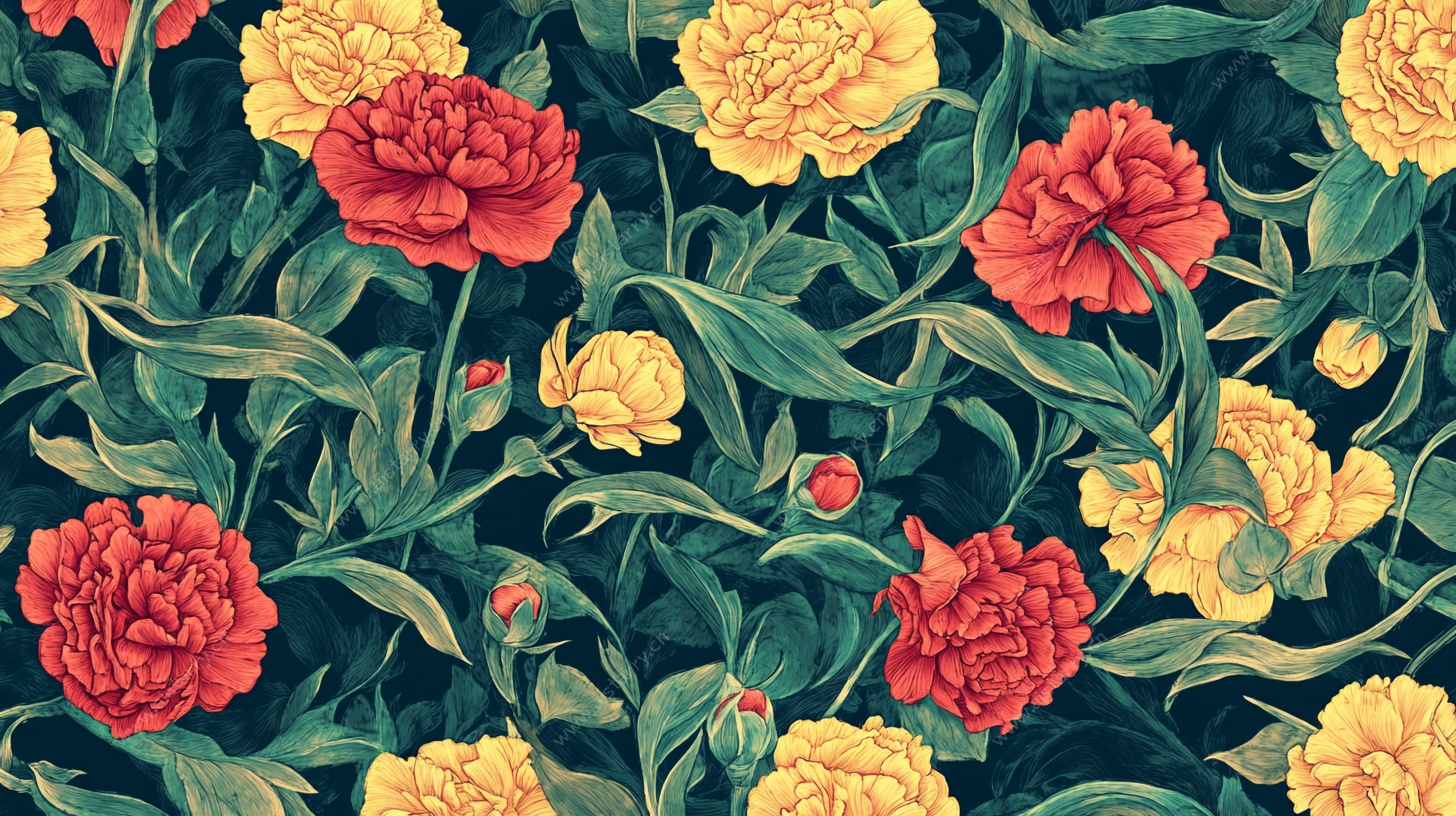 复古花卉无缝图案