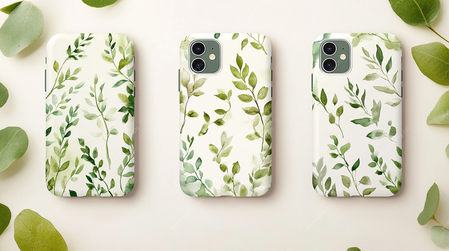 绿叶图案手机壳展示