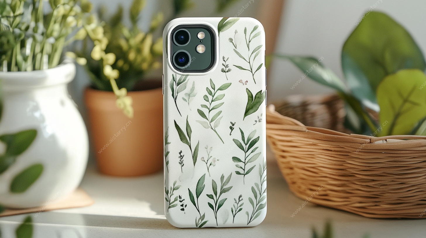 绿叶图案手机壳清新风