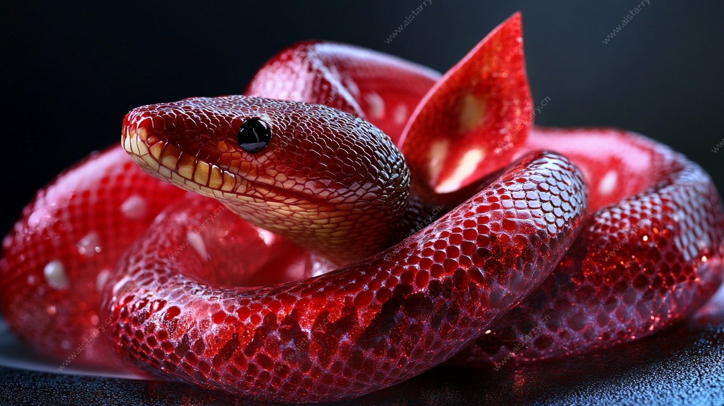 红色炫彩蛇特写