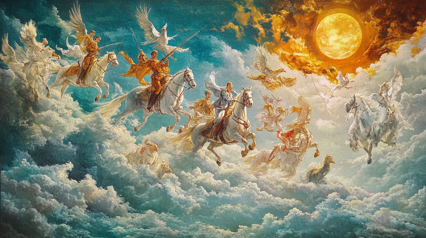 神话天庭仙神云端奔行图