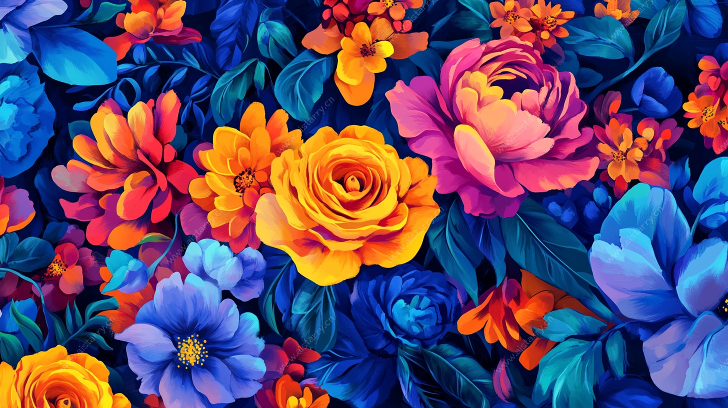 绚丽多彩花卉图案
