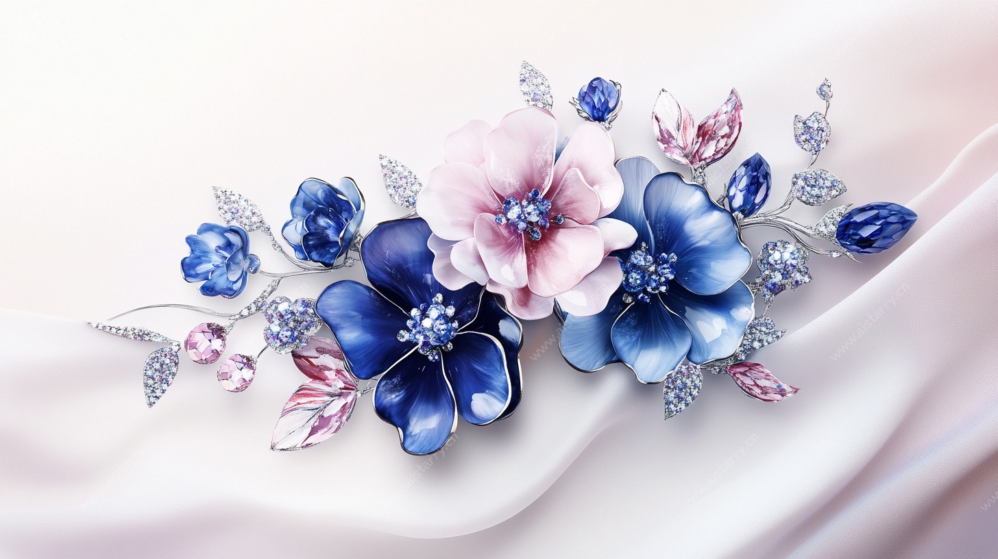 精致花朵珠宝胸针