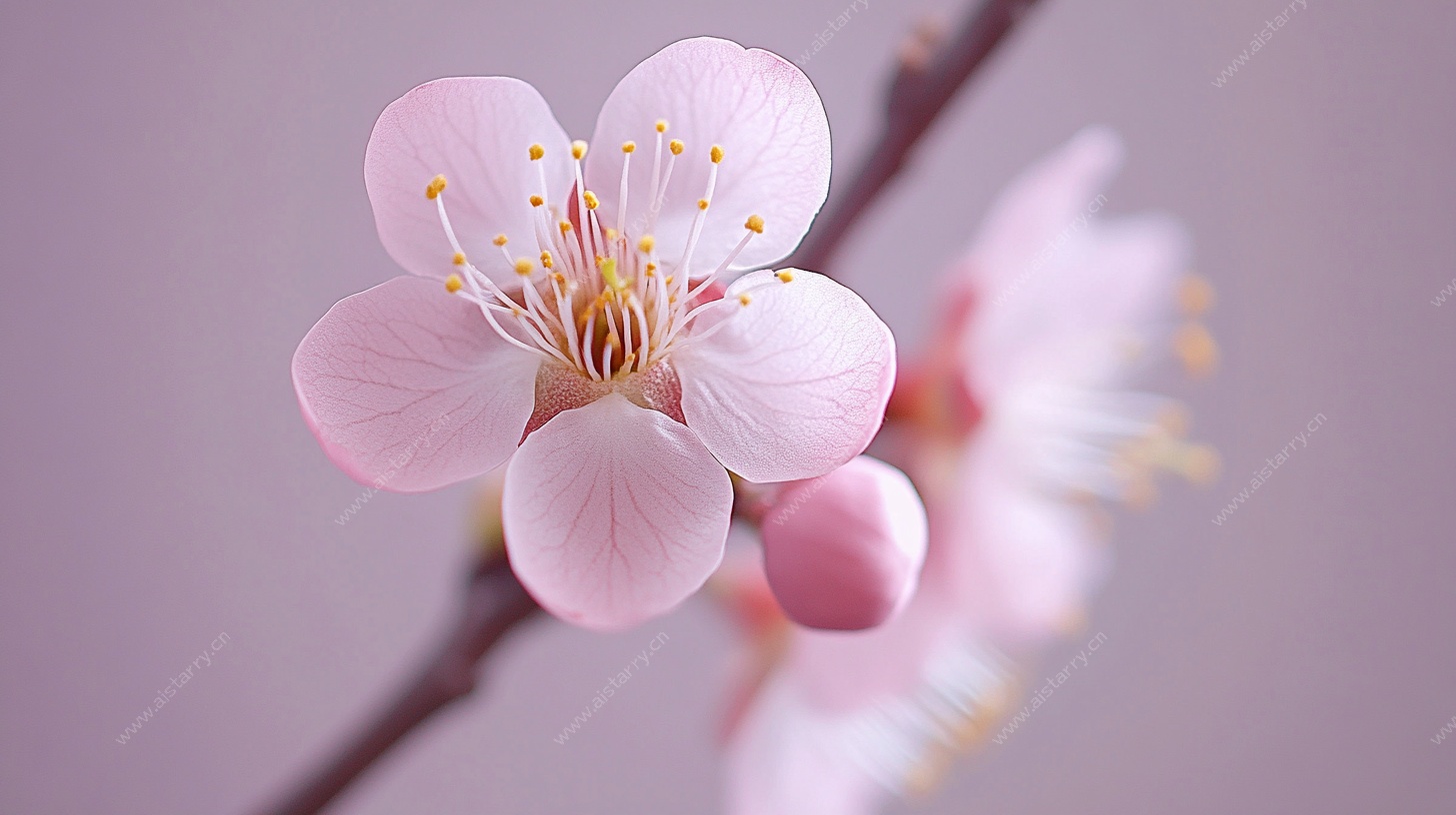 粉嫩绽放的娇艳梅花