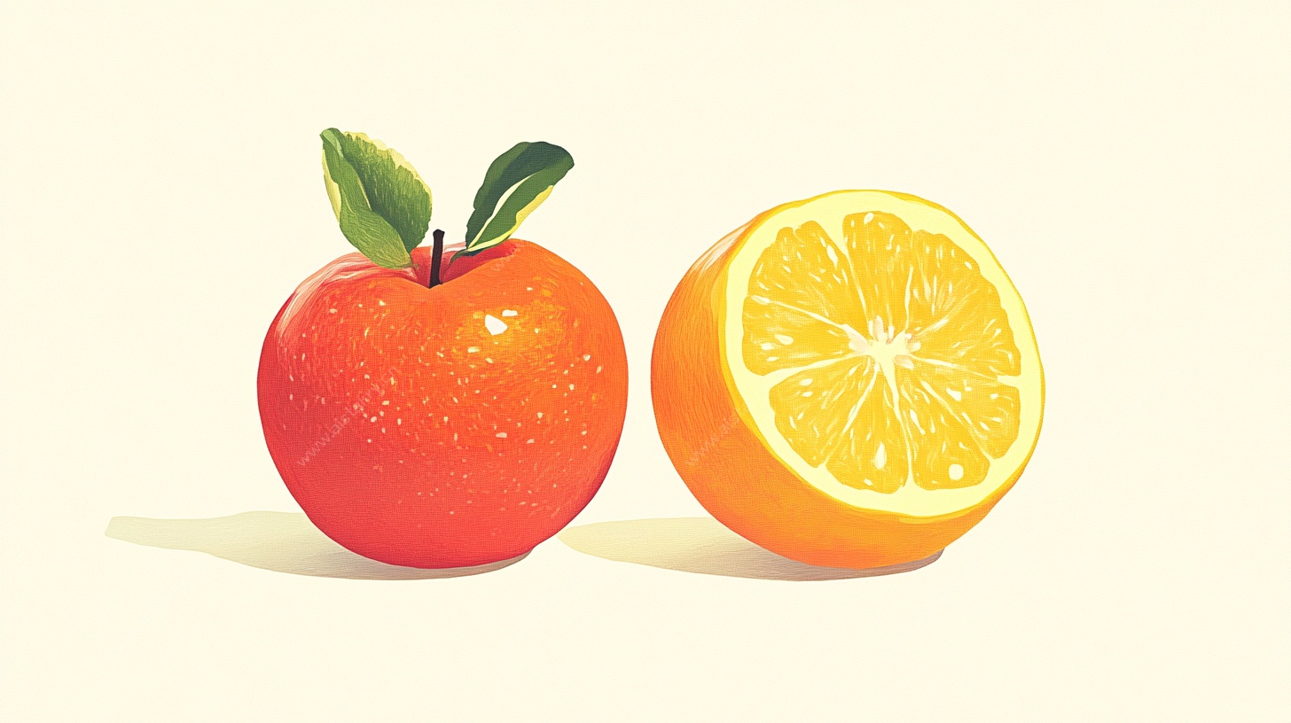 苹果与橙子插画