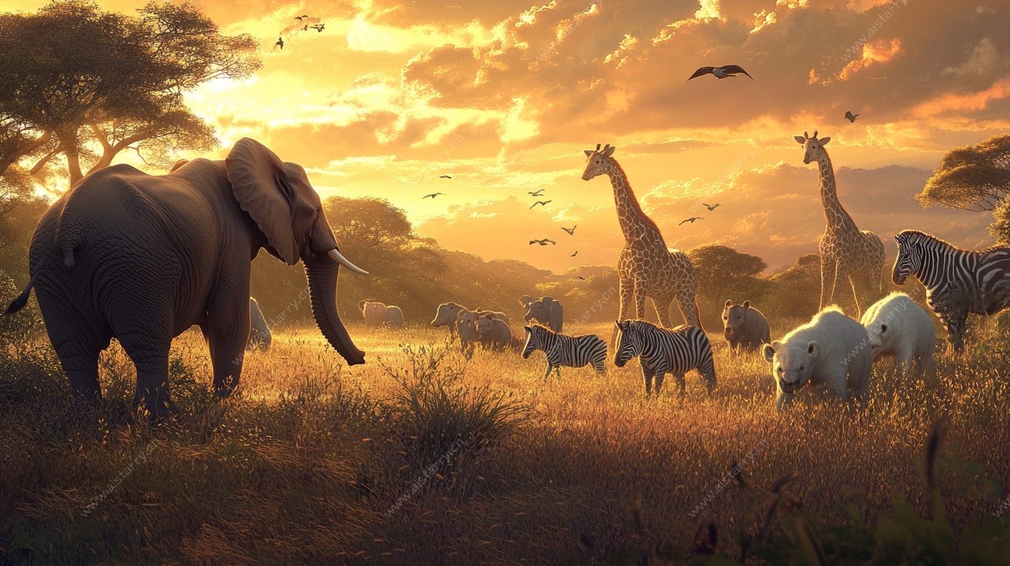 非洲草原动物群聚美景