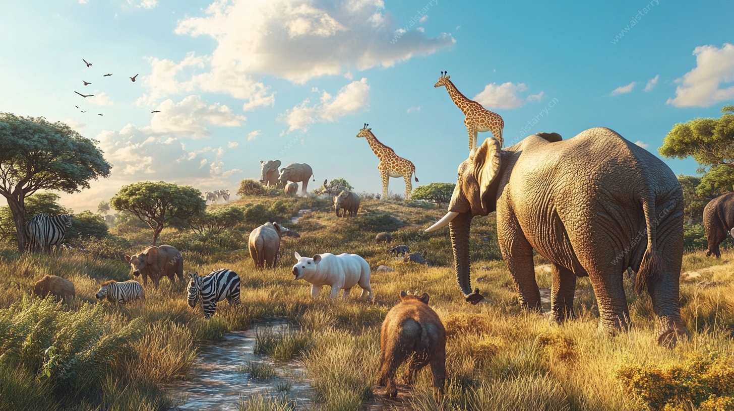 非洲草原野生动物群像