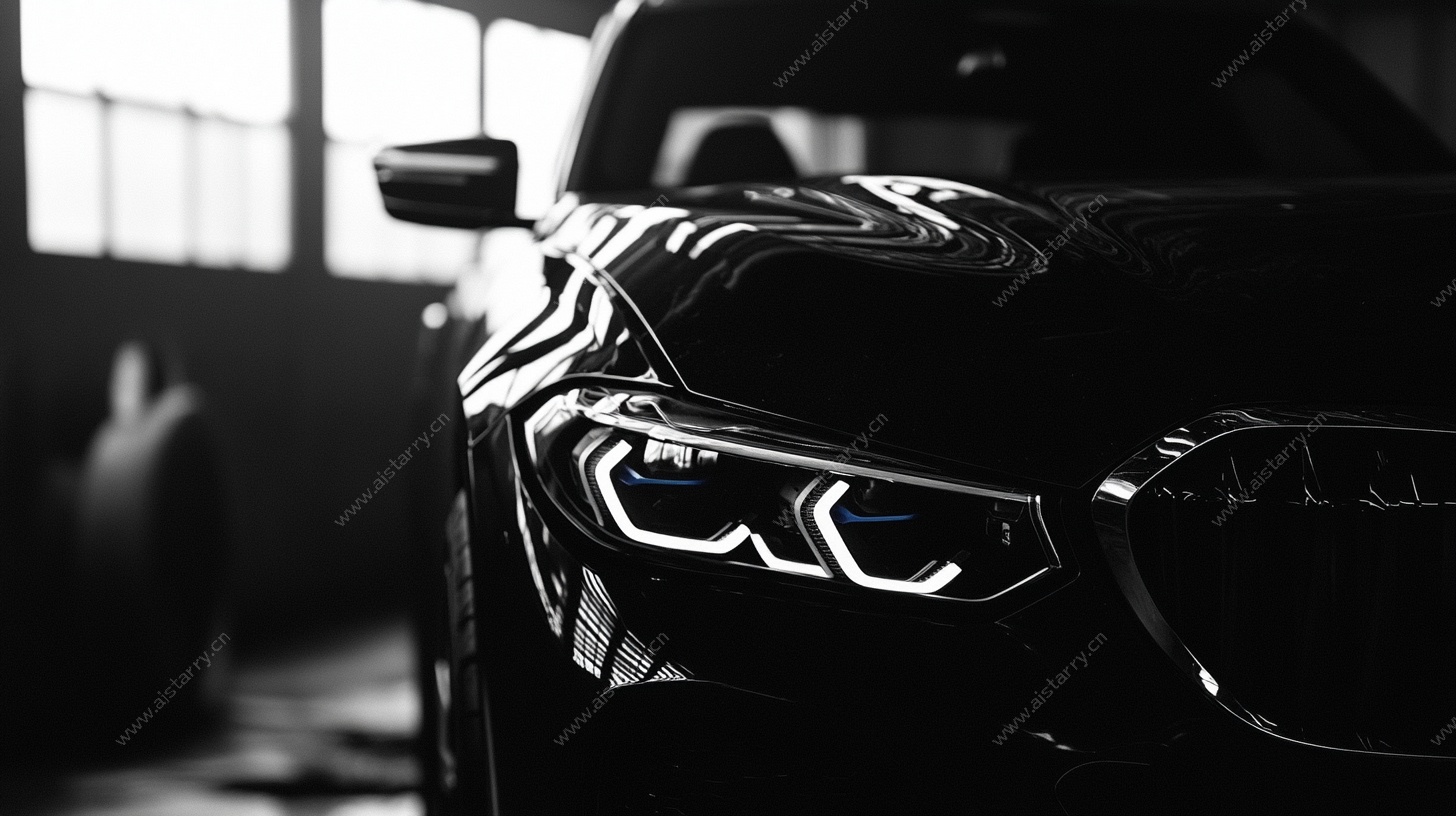 炫酷黑车前脸特写