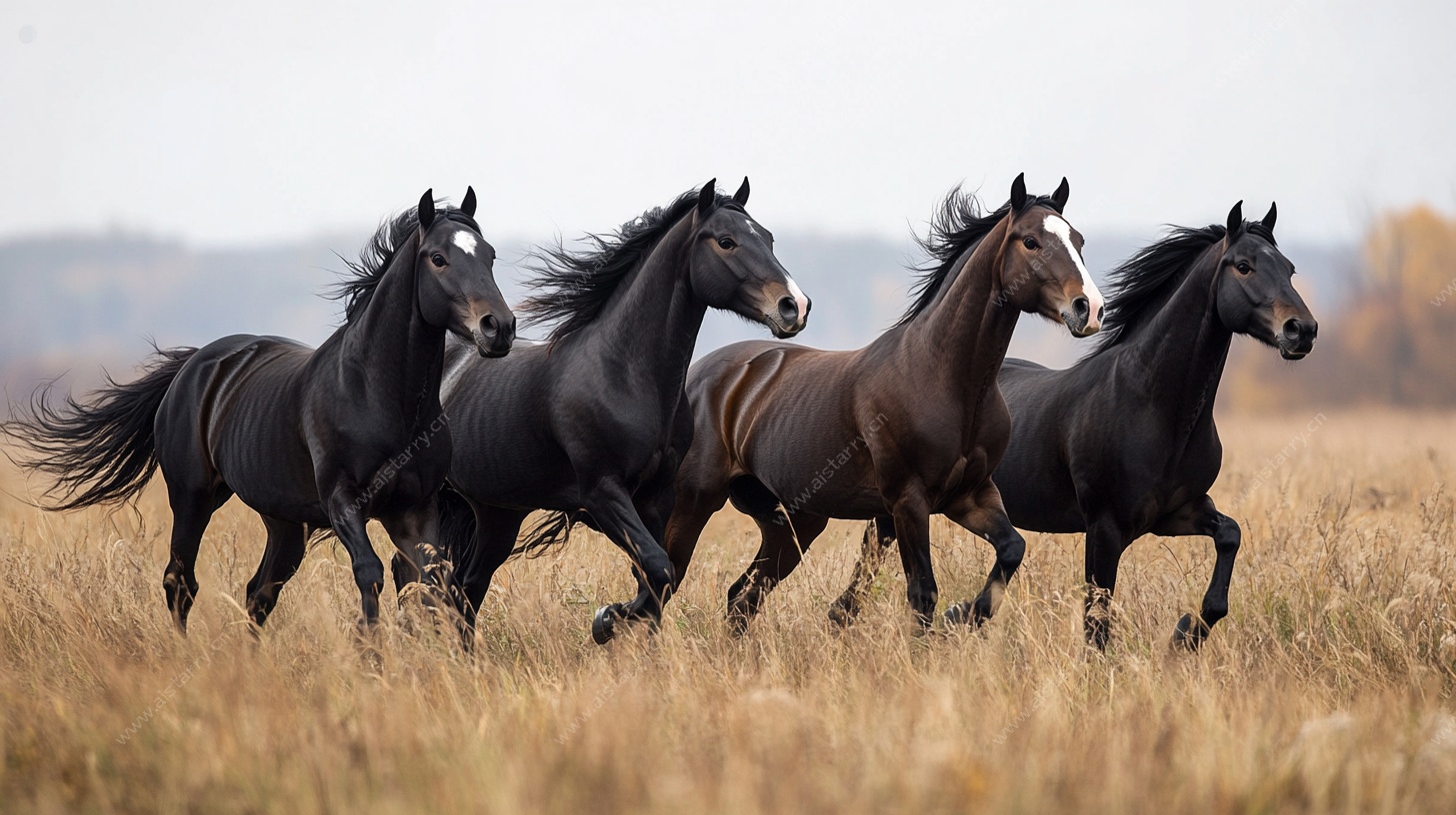 四马奔腾于旷野