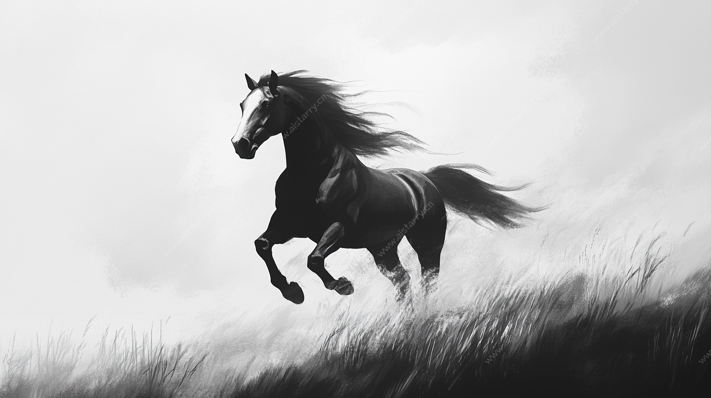 奔腾骏马图