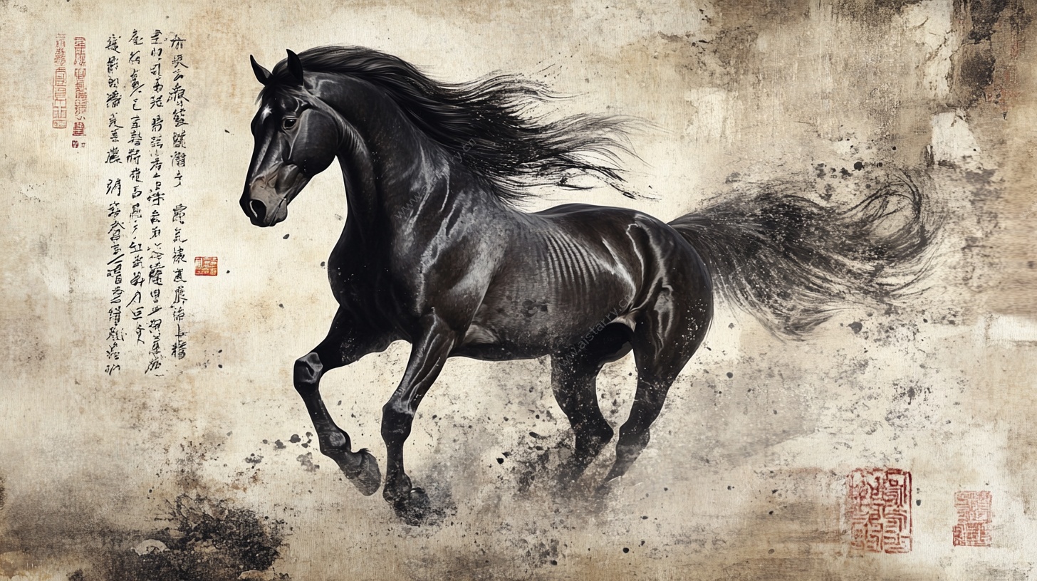 水墨奔马图