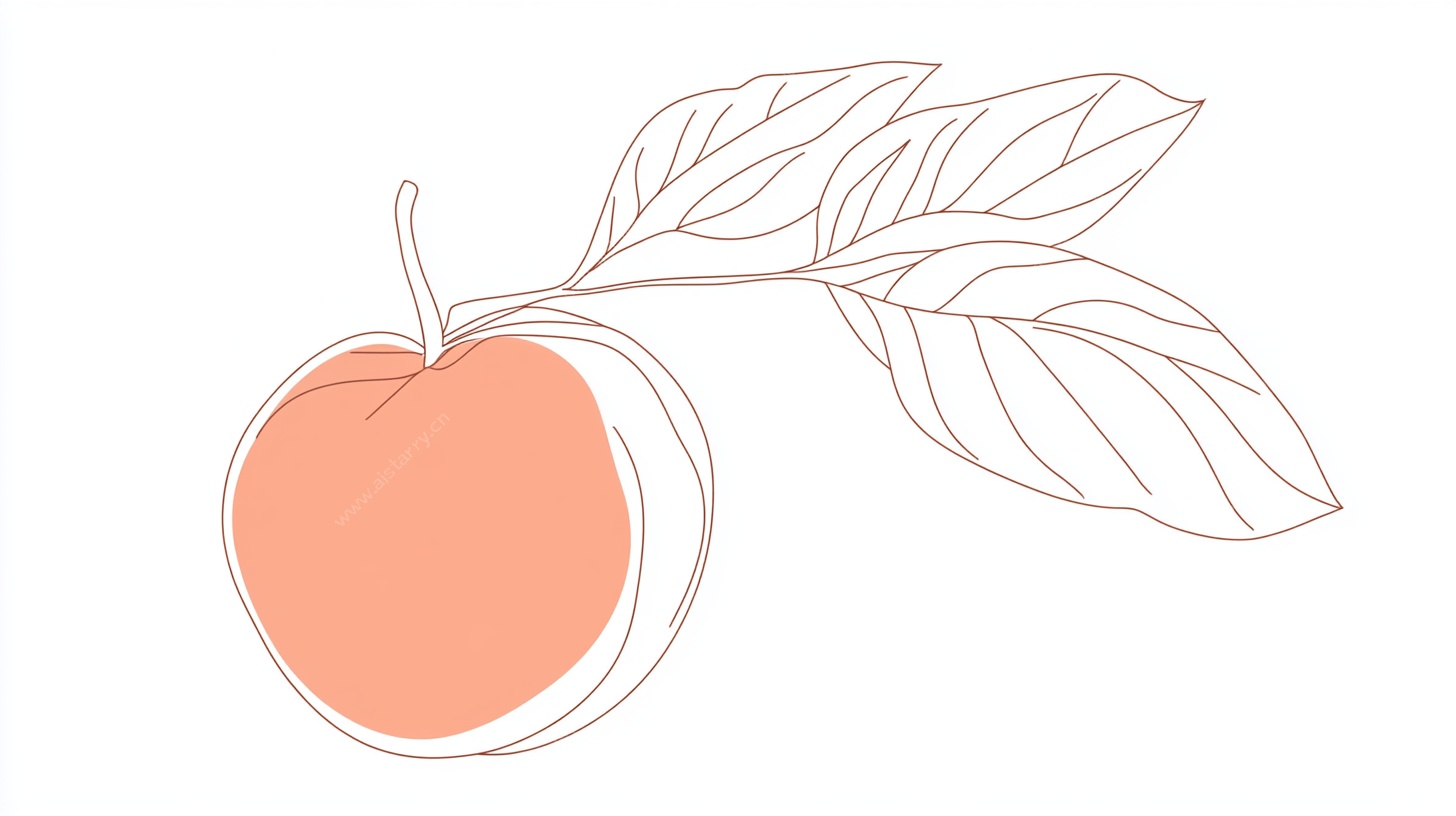 简约线条风桃子插画