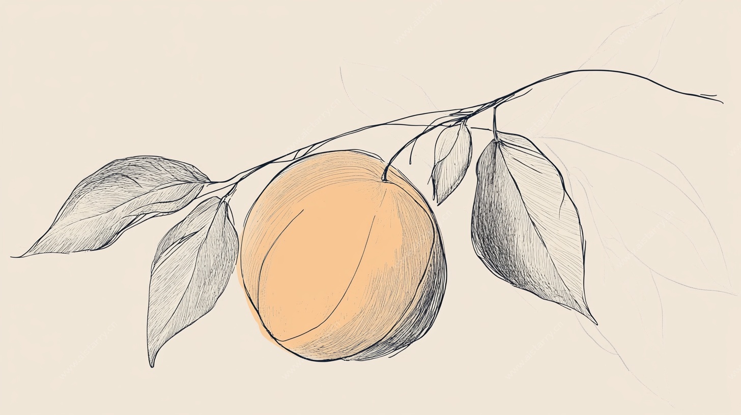 手绘枝头黄杏图