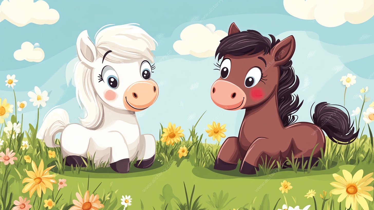 草地上的可爱小马