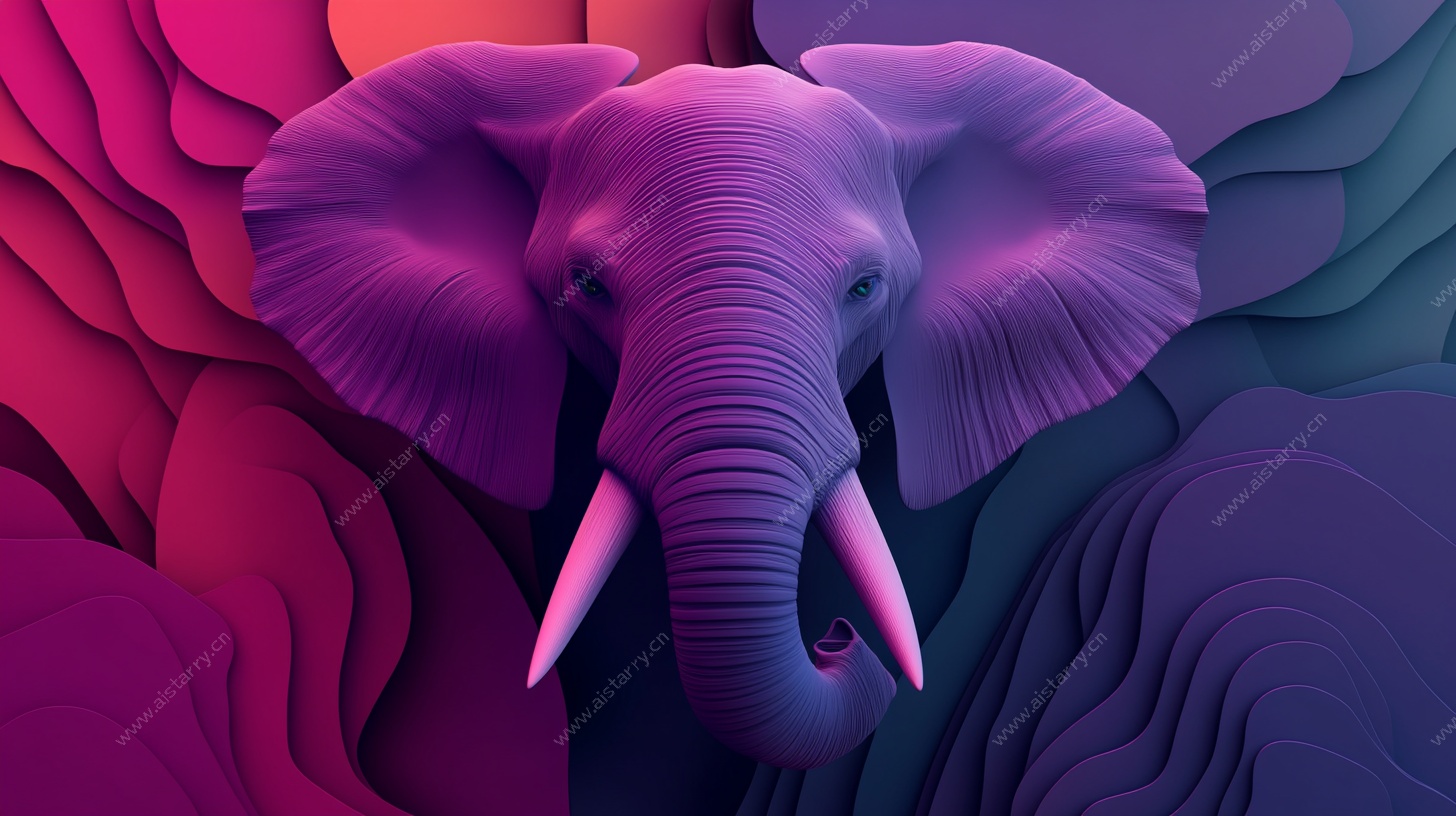 立体彩色大象艺术图像