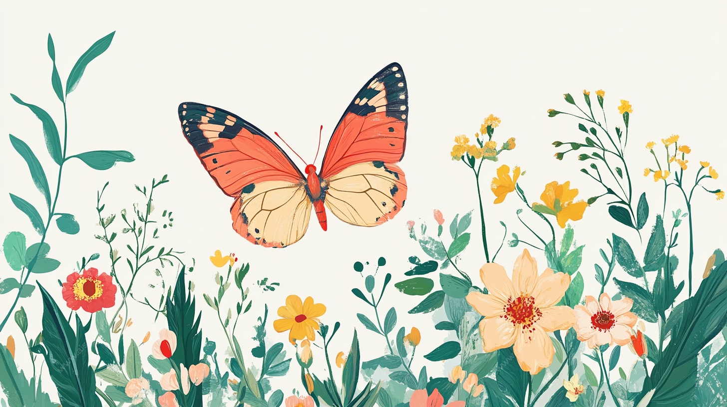 花丛中飞舞的美丽蝴蝶