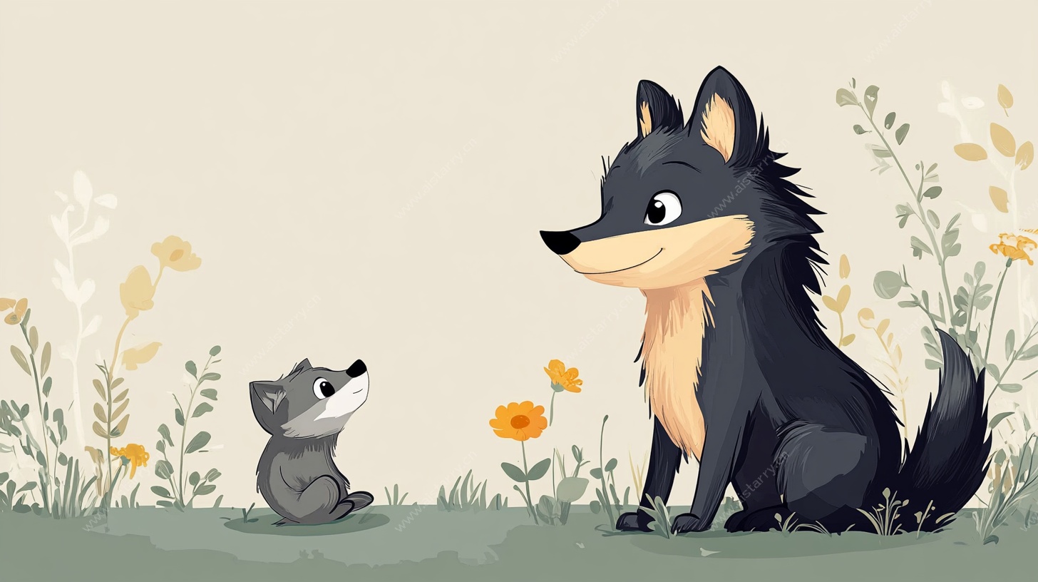 大狼与小狼的温馨对视