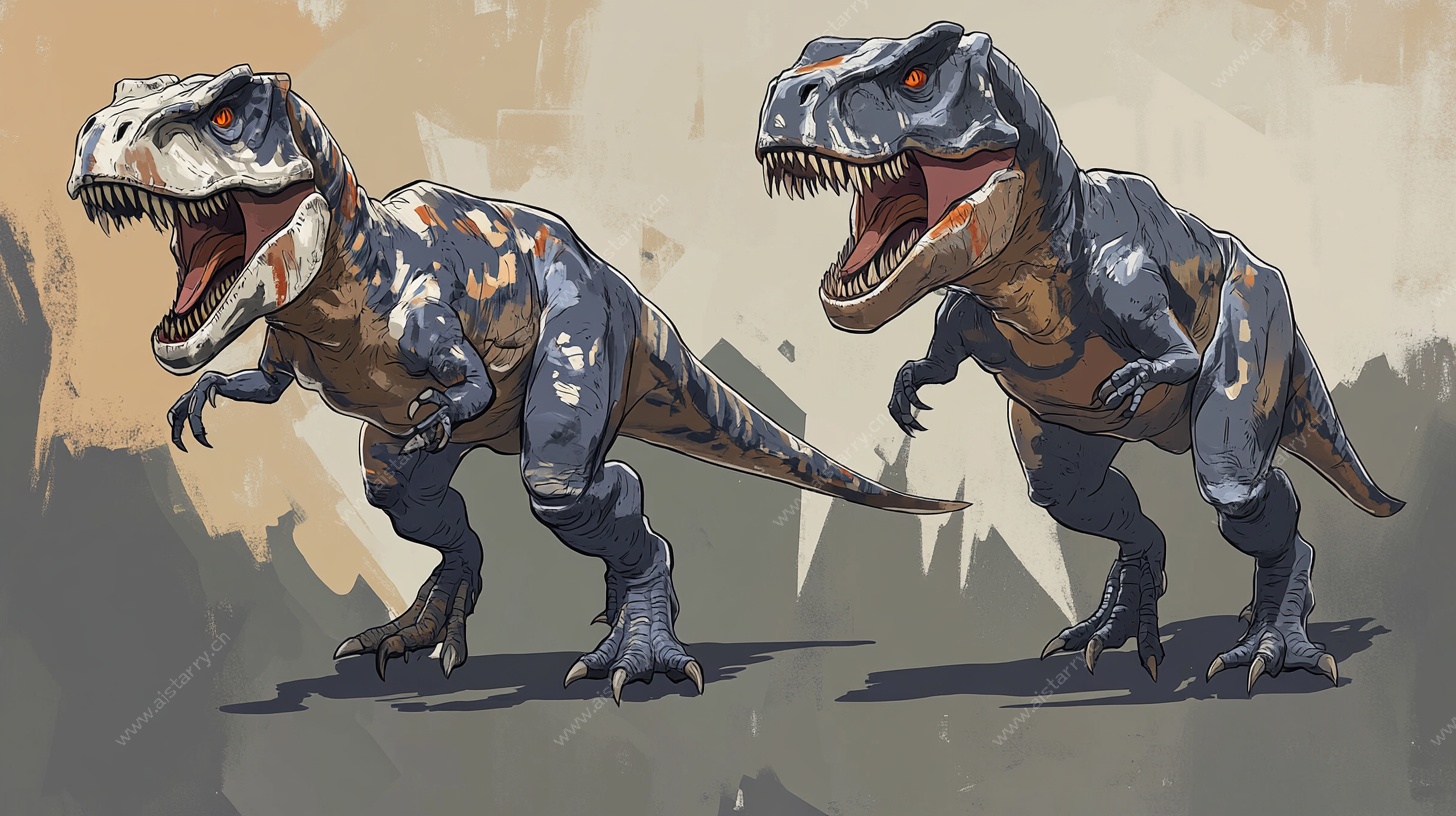 机械风双暴龙插画