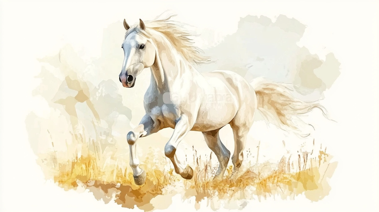 水彩奔马图