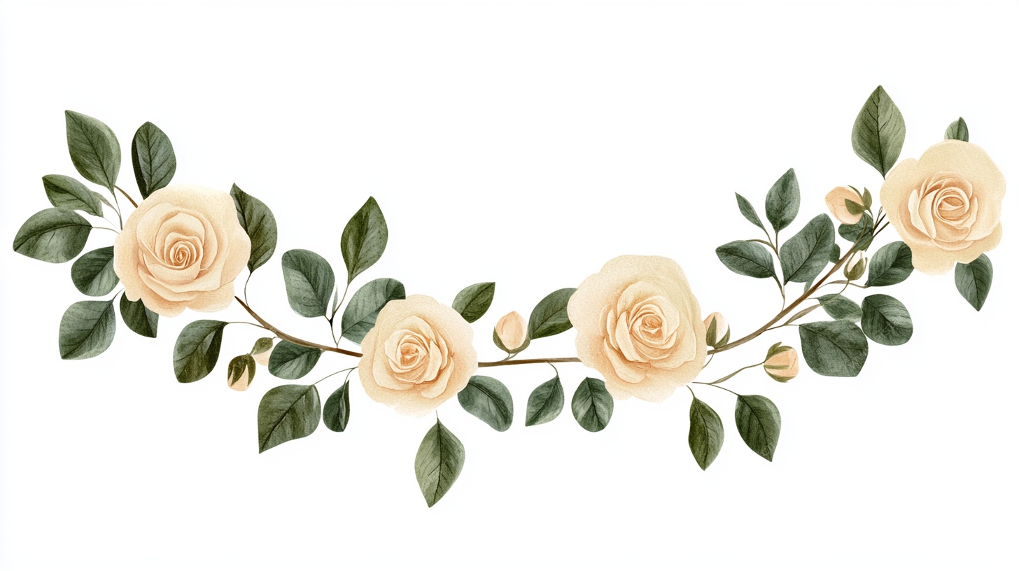 米白色玫瑰绿叶花环