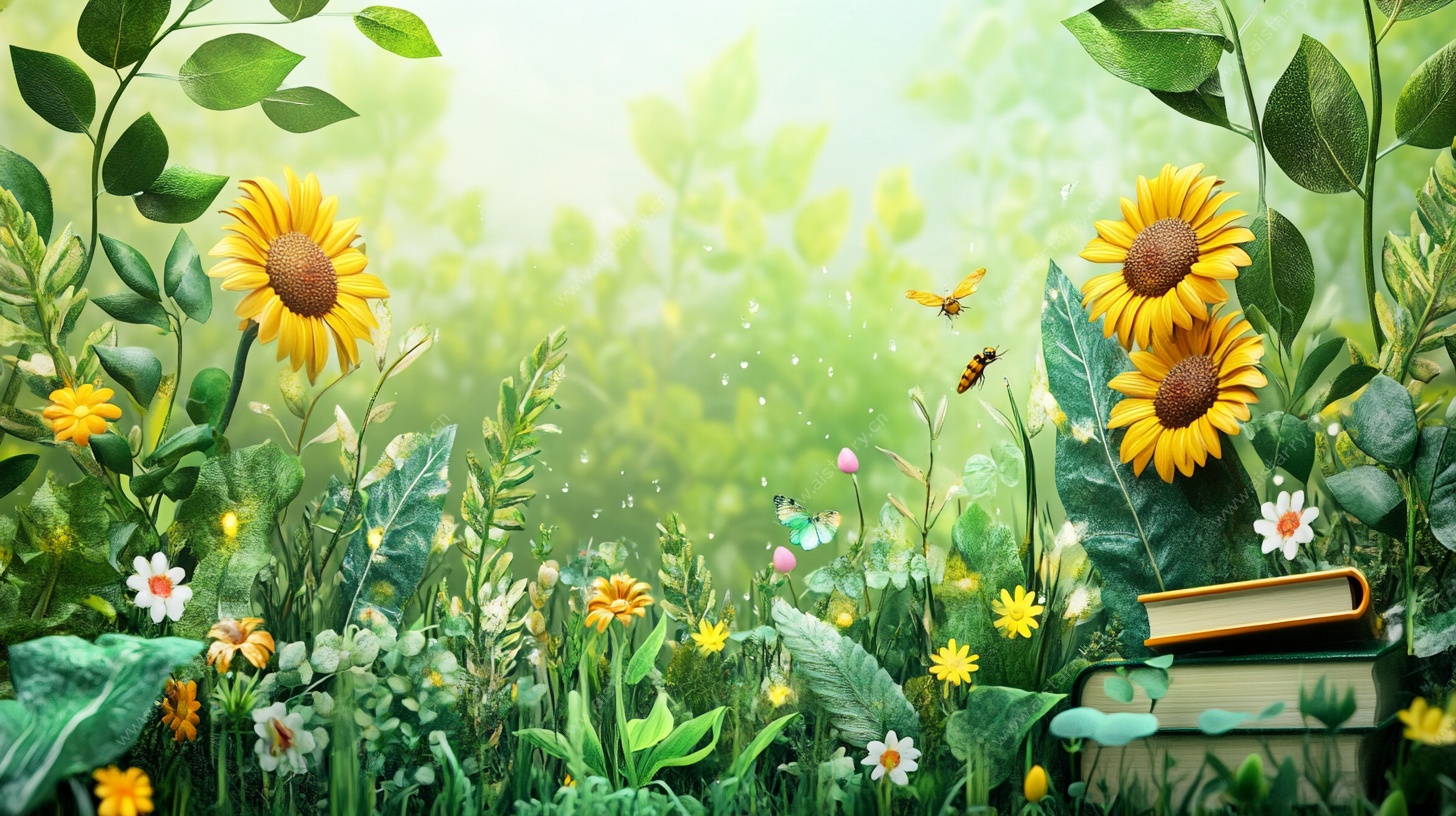 阳光花田中的静谧读书角落