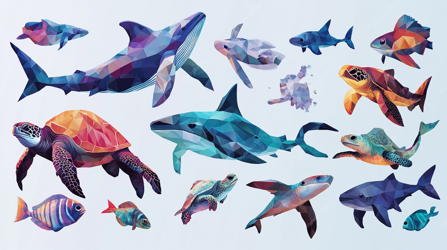 多彩海洋生物插画集合